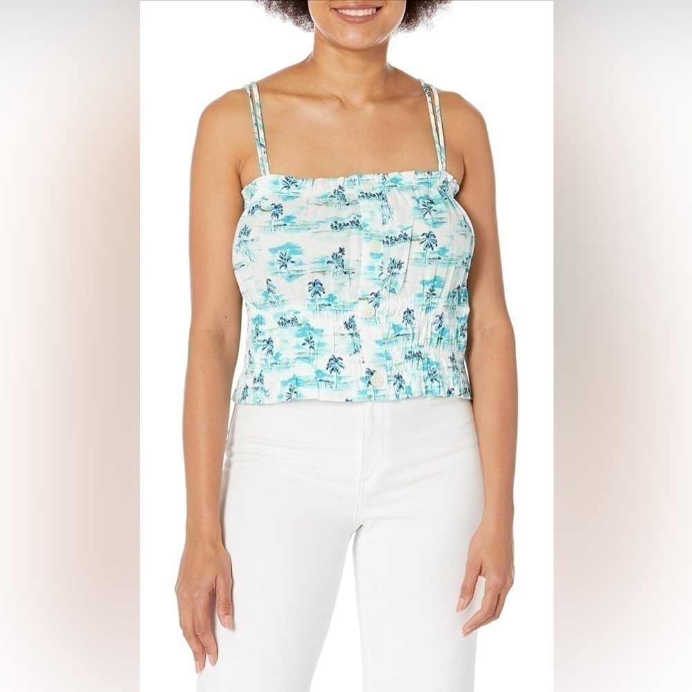 NWT Tommy Jeans Beach print smocked Top SZ XL